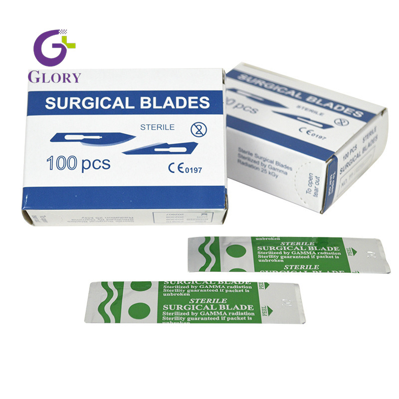 Lames chirurgicales jetables, lames de scalpel stériles en acier inoxydable et en acier au carbone pour hôpital, clinique et laboratoire