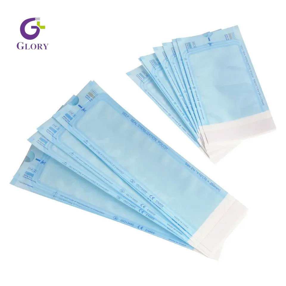 Pochette de stérilisation auto-scellante, pochette de stérilisation à autoclave jetable de qualité médicale, pochette de stérilisation thermoscellée pour le stockage d'outils dentaires, de salon, de clinique et d'hôpital
