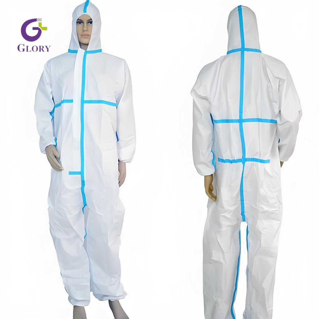 Combinaison de protection non tissée SMS, combinaison d'isolation jetable légère pour utilisation médicale, agroalimentaire et salle blanche